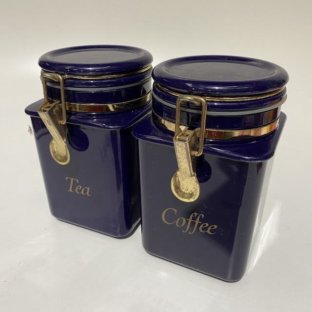 CANNISTER, Navy Blue Ceramic Storage Jar